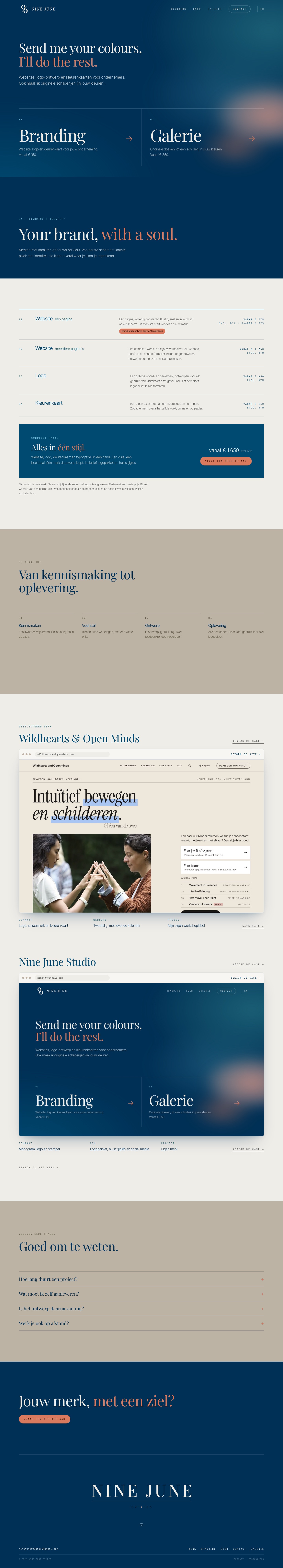 The ninejunestudio.com website, from top to bottom