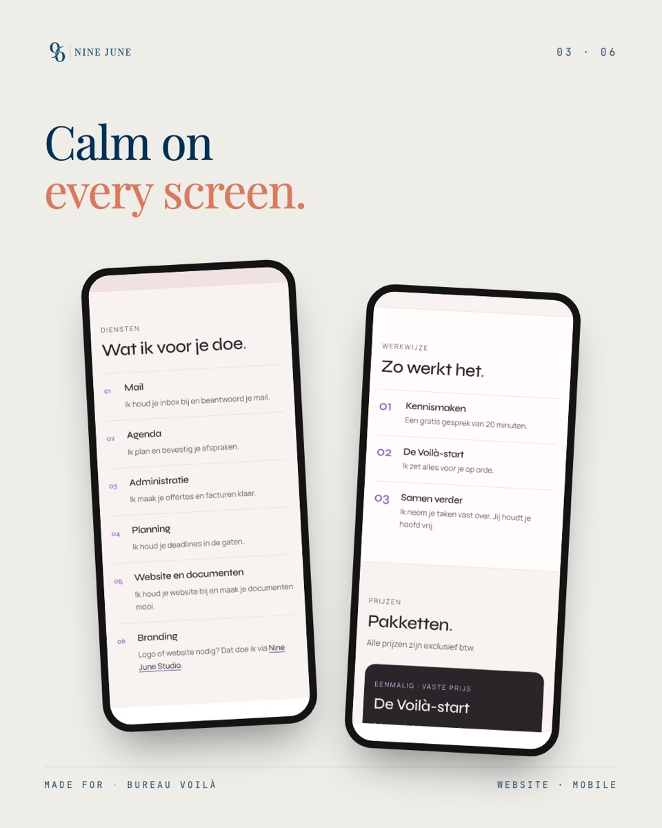 Calm on every screen: de site op mobiel
