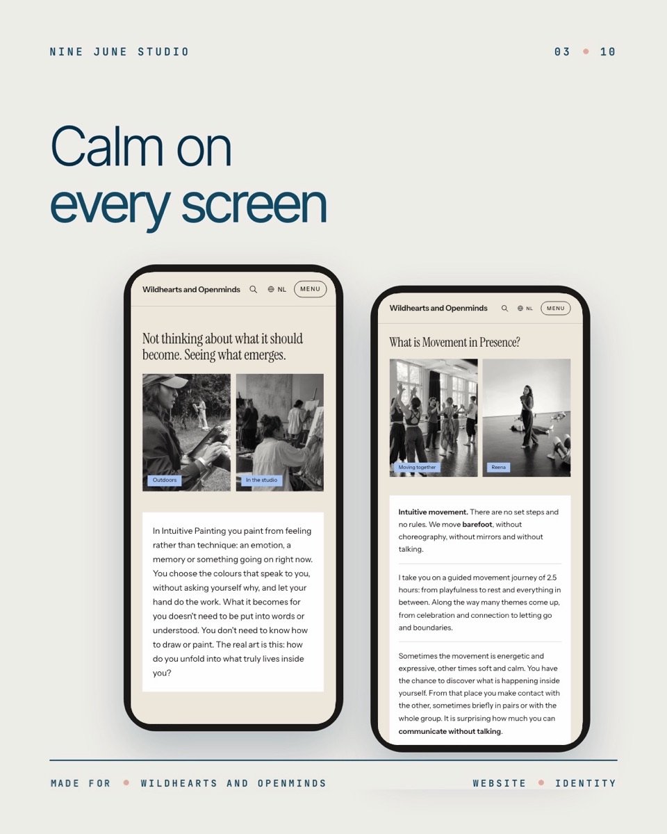 Calm on every screen: de site op mobiel